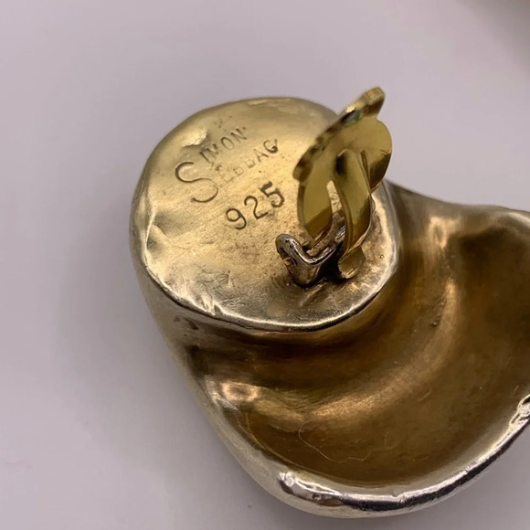 Simon Sebbeg Chunky electricoforming gold plated clip on earrings - Picture 4 of 5